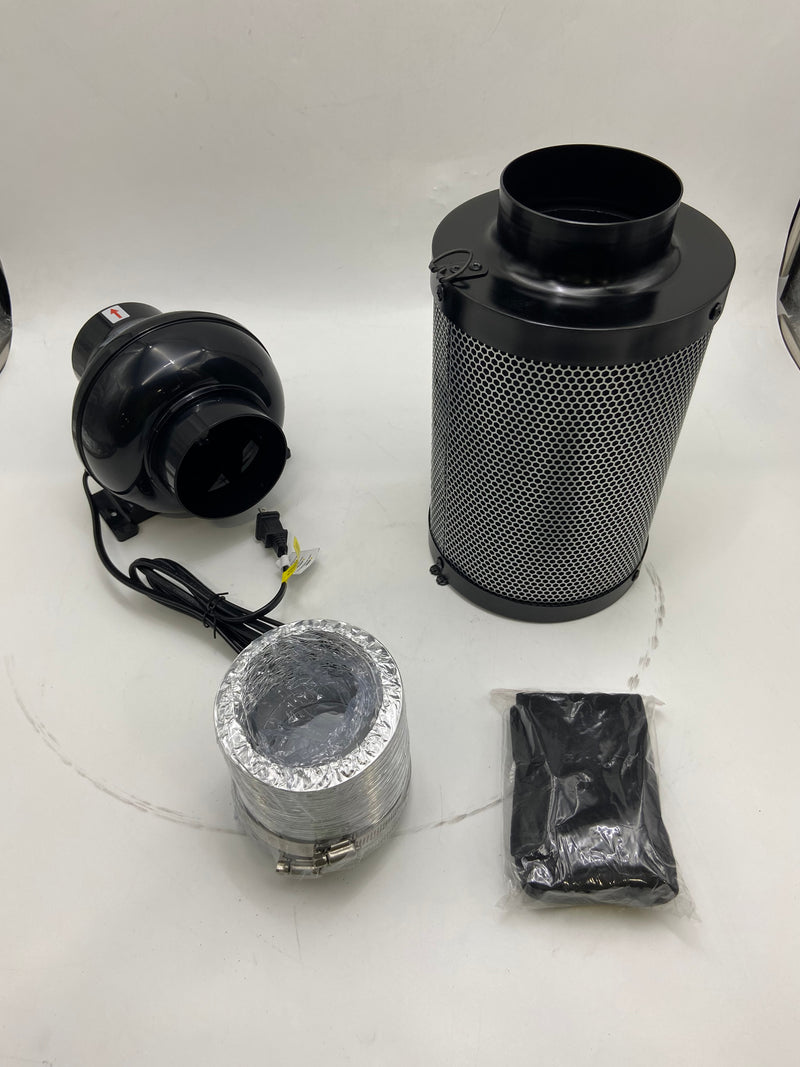 IPOWER POWER 4INCH INLINE FAN AIR CARBON FILTER DUCTING SET - BLACK - Like New