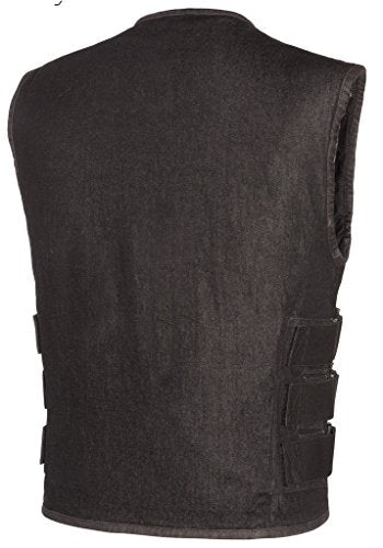 TEAM43003DNML True Element Men's Denim Vest Adjustable Side Straps Black L - Brand New