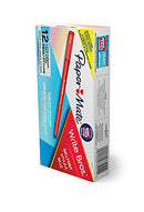 PAPER MATE BALLPOINT STICK PENS, MEDIUM POINT, 1.0 MM, RED INK, PACK OF 12 - Brand New