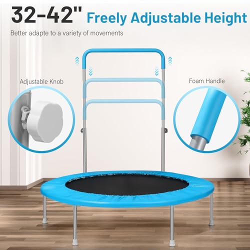 LYROMIX 40" / 48" REBOUNDER TRAMPOLINE, ADULTS, MINI FITNESS TRAMPOLINE BLUE - Like New