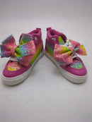 JoJo Siwa Girls High Top Glitter Zip On Sneaker, Size:12, Color: Pink/Rainbow - Like New