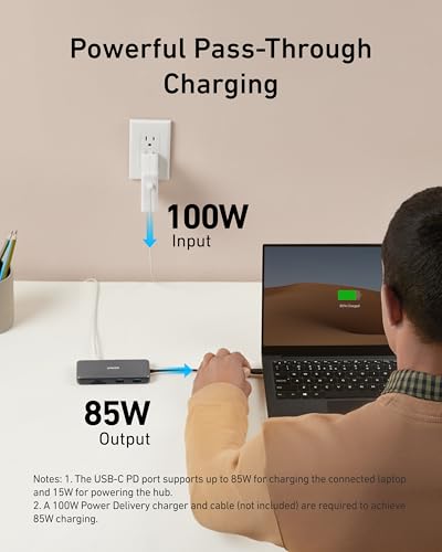 ANKER 555 USB-C HUB 8-IN-1 85W POWER DELIVERY 4K 60HZ HDMI PORT A8686 - GRAY - Brand New