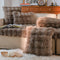 NEELVIN BROWN FAUX FUR COZY SOFT DOUBLE-SIDED THROW PILLOW COVERS, SET OF 2 - Like New