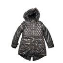 LONDON FOG GIRLS QUILTED PUFFER PARKA FAUX FUR‎ HOOD JACKET SIZE YOUTH M - BLACK - Brand New