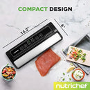 NUTRICHEF VACUUM SEALER VACUUM AIR SEALING SYSTEM FOOD PRESERVATION - BLACK - Like New