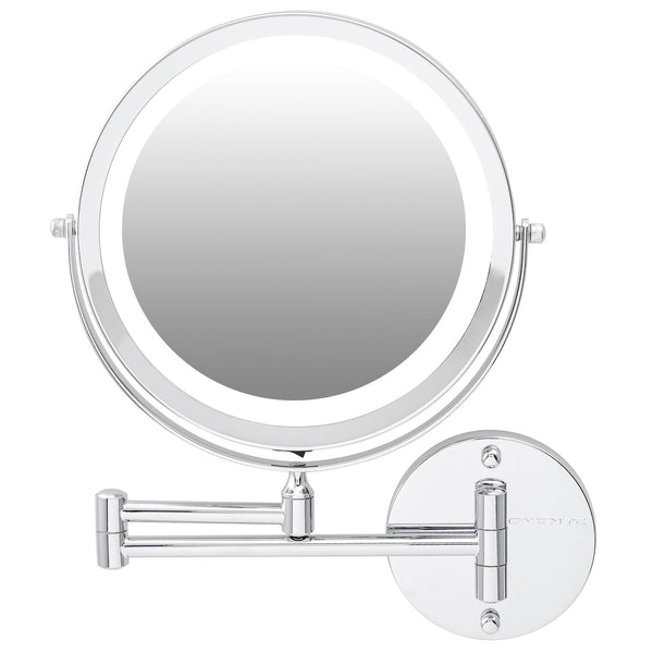 OVENTE Lighted Mirror, 9" 1x/7x, LED Lights, 360° Rotate Arm MFW85CH1X7X -Chrome - Like New