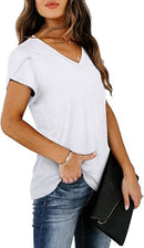 NANYUAYA WOMENS TOPS V NECK SUMMER PETAL SLEEVE CASUAL TSHIRT - SIZE: L - WHITE - Like New