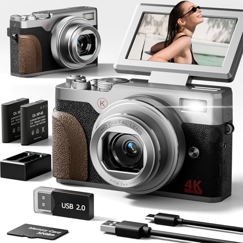 NBD 4K Digital Cameras Autofocus,48MP Vlogging Cameras YouTube Antishake Silver - Like New