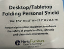 HERTZ FURNITURE DESKTOP/TABLETOP FOLDING SHIELD - PACK OF 20 - BLUE/CLEAR - Brand New