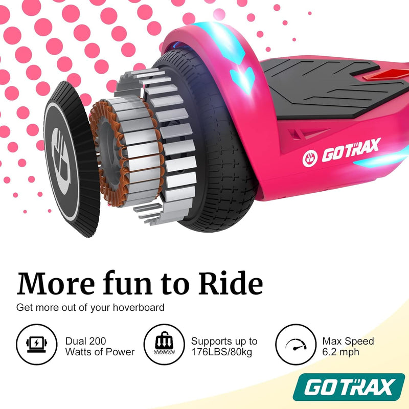 Gotrax NOVA Hoverboard with 6.5" LED Wheels, Max 3.1 Miles - Pink Like New