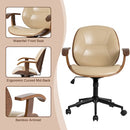 GLITZHOME 38 IN CREAM PU LEATHER ADJUSTABLE SWIVEL DESK CHAIR - BEIGE/CREAM - Brand New