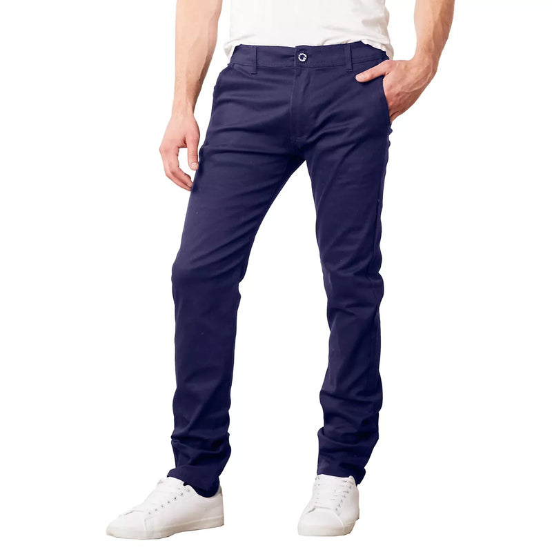 GALAXY BY HARVIC MEN'S COTTON CHINO SLIM FIT CASUAL STRETCH PANTS - 32/30 - NAVY - Brand New