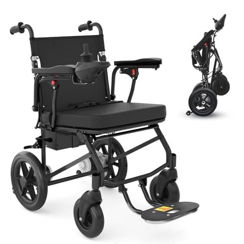 JUSTHER ELECTRIC WHEELCHAIR LIGHTWEIGHT FOLDABLE COMPACT MOTORIZED 43LB - BLACK - Like New