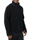 AMAZON ESSENTIALS MENS TEDDY FLEECE FULL-ZIP MOCK NECK JACKET - BLACK -LARGE - Brand New