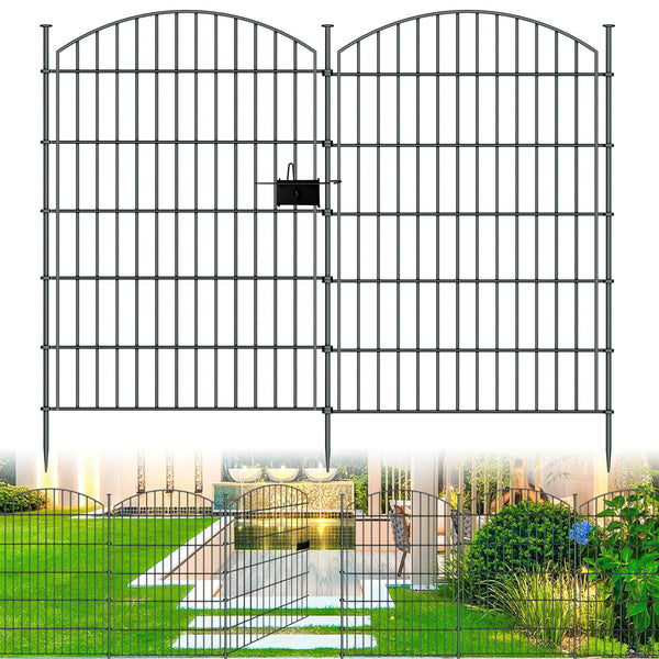 RICHMEN 10 Panels Garden Fence Dog Fence Outdoor for Yard - Black - Like New