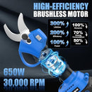 AZZUNO CORDLESS ELECTRIC PRUNING SHEARS LCD SK5 BLADES 2 BATTERIES - BLUE/BLACK - Like New