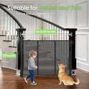 BINGGUZ REINFORCED RETRACTABLE BABY GATE FOR STAIRS WITH SUPPORT RODS - BLACK - Like New