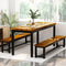 AWQM Dining Room Table Set with 2 Benches, Ideal for Home - Industrial Brown - Like New