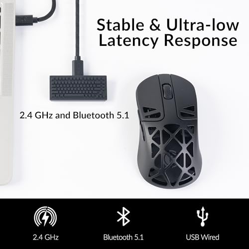 KEYCHRON M3 MINI 4K WIRELESS BLUETOOTH 5.1/2.4 GHZ MOUSE ULTRA LIGHTWEIGHT BLACK - Like New