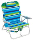 RIO BEACH WIDE BIG BOY 4-POSITION BACKPACK BEACH CHAIR - GREEN/BLUE STRIPE - Brand New