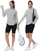 GGVO Women's Golf Polo Long Sleeve V Neck Sun Protection M Gray - Like New