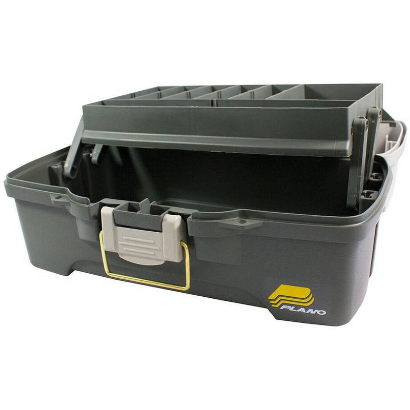 PLANO 6201 ONE-TRAY TACKLE BOX BAIT STORAGE - TAN DARK GREEN - Like New