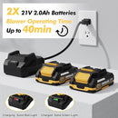 LAZYBOI Leaf Blower Cordless 2 Batteries/Charger 21V LA808-21V - Lemon Yellow Like New