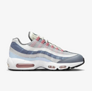NIKE MEN'S AIR MAX 95 LOW TOP LIFESTYLE SHOES 10 - VAST GRAY/RED STARDUST WHITE - Like New
