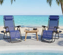 Chaise Lounge Chair Outdoor Set of 2 Oversized Zero Gravity Chair Blue - Brand New