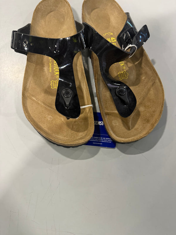 BIRKENSTOCK MEN'S GIZEH BIRKO FLOR SANDALS - SIZE: 10 - PATENT BLACK (GLOSSY) - Like New
