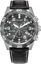 Citizen Men's Eco-Drive Brycen Chronograph Watch - Black Leather/Black Dial Like New