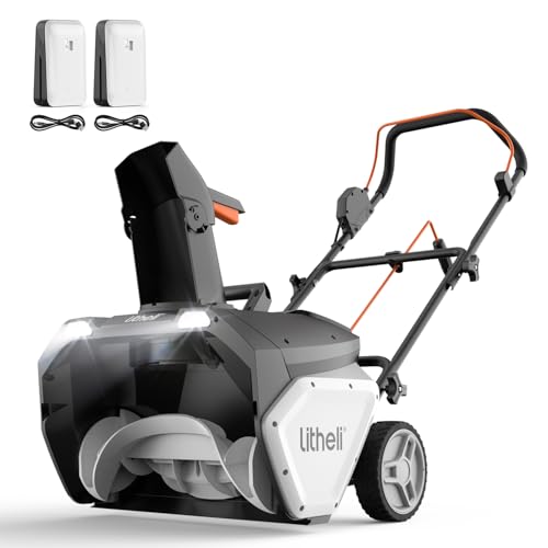 LITHELI 2X20V CORDLESS SNOW BLOWER 20 INCH 4.0AH BATTERY 002BRUSHLESS-WHITE - Like New