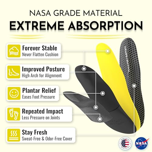 PERSEVERANX NASA GRADE PLANTAR FASCIITIS INSOLES MEN&WOMAX BETWEEN 9-10.5 BLACK - Like New