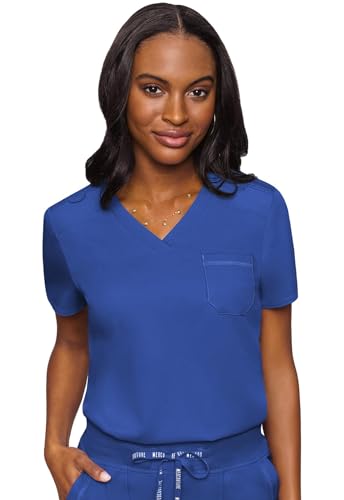 MED COUTURE WOMEN'S V-NECK SCRUB TOP TIMBER MODERN FIT TUCK-IN TOP ROYAL SMALL - Brand New