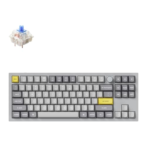 KEYCHRON Q3 QMK MECHANICAL KEYBOARD GATERON G PRO BLUE SWITCH - SILVER GREY - Like New