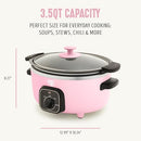 GREENLIFE 3.5QT SLOW COOKER, CERAMIC NONSTICK REMOVABLE INTERIOR BOWL - PINK - Like New
