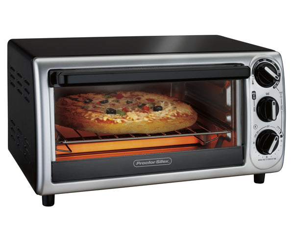 Proctor Silex 4-Slice Modern Countertop Oven with Bake Pan, Black (31122) Like New