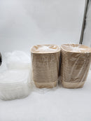 S. Dawezo 34 oz Kraft Paper Food Containers W/Lids 50 Pack - Natural Paper/Clear - Brand New
