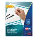 AVERY PRINT & APPLY CLEAR LABEL UNPUNCHED DIVIDERS 5-TAB 25 SETS - 11443 - MULTI - Like New