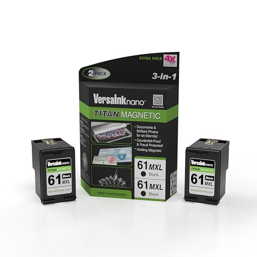 VersaInk-Nano 61 MXL, Titan-Magnetic (MICR 3-in-1) Black Ink Cartridge 2-Pack - Brand New