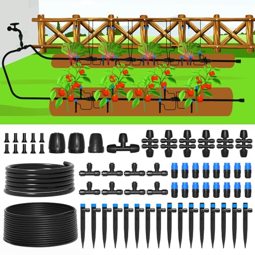 MIXC 230FT DRIP IRRIGATION SYSTEM SPRINKLER SYSTEM KIT 1/4" TUBING - BLUE - Like New