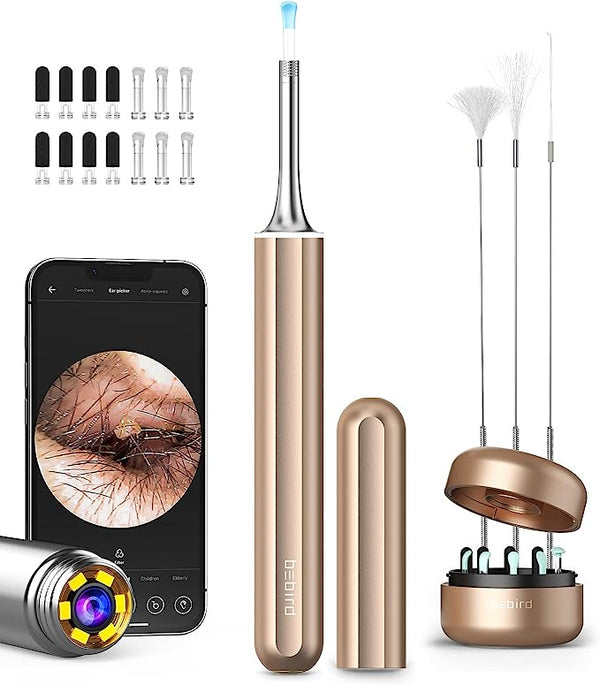 BEBIRD Ear Cleaning Kit Earwax Removal Kit 1080P Otoscope 6LED Ear Wax - GOLD Like New