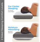 WAVVE 2-IN-1 BAMBOO COOLING PILLOW MEMORY FOAM, STANDARD SIZE - WHITE/GRAY - Brand New
