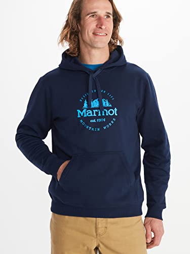 MARMOT MEN'S CULEBRA PEAK HOODY MIDWEIGHT PULLOVER FLEECE SWEATSHIRT_NAVY M - Brand New