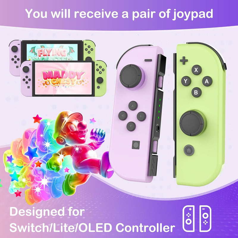 J-C PAD WIRELESS CONTROLLER FOR VIDEO GAME - PALE GREEN/PURPLE - Like New