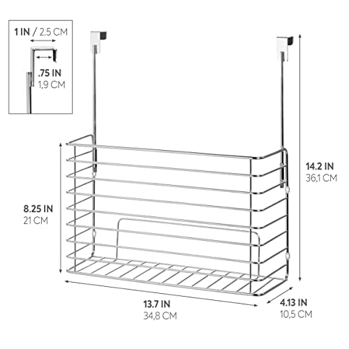 IDESIGN CLASSICO METAL OVER THE CABINET ORGANIZER BASKET - SILVER - Like New