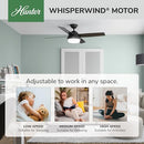 Hunter Dempsey, Indoor, Ceiling Fan, Modern, 4 Blades, 52 inch, Matte Black - Like New