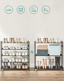 SONGMICS 5-Tier Shoe Rack, Metal Shoe Shelf, Oxford Fabric, Rustic Brown/Black - Like New