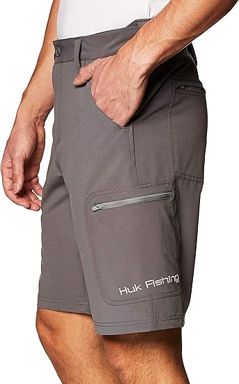 HUK MEN'S NEXT LEVEL QUICK-DRYING PERFORMANCE FISHING SHORTS SIZE: M - CHARCOAL - Brand New