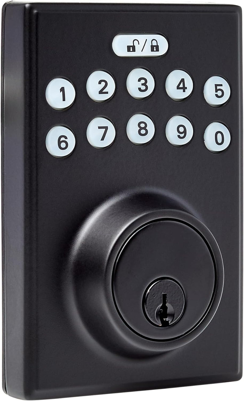 Amazon Basics Electronic Keypad Deadbolt Door Lock PL1S4910 - Matte Black Like New